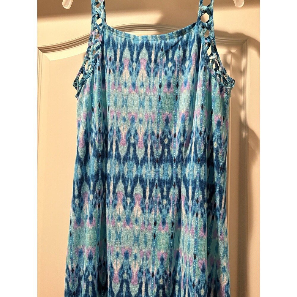 Women's Dotti Dress Size 10 Blue Tie Die Vibe Sleeveless Summer Vintage 90s Boho - Picture 2 of 14